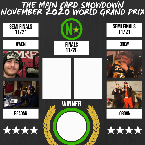 NSS_MN's tweet photo. The Main Card Showdown November World Grand Prix first-round match-ups have been revealed!

A championship rematch takes place between @SportsFanHoov and @OwenElleMN while the sibling rivalry runs strong between @DrewBPeterson and @racing_tsr! #NSS19 https://t.co/RlKHe9Wvo3