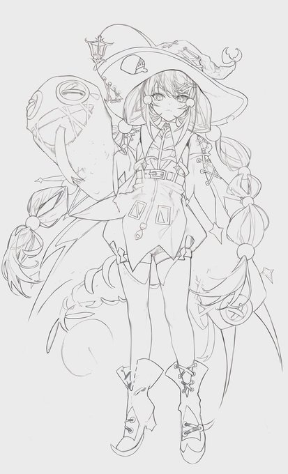 #皆さん線画と塗った後を見せてください  
こんな感じ? 