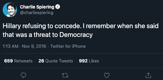 This was the reaction from the right when Clinton's campaign said they were going to look things over and speak to the public in the morning.