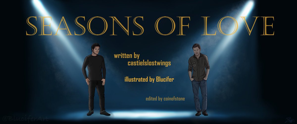 caslostwings's tweet photo. @BluciferW and I did a thing!! 
Stage Manager Castiel/Leading Man Dean, with themes from RENT (no AIDS and no MCD), swipe the pics for more 🥰
https://t.co/mxIdg28LN1 https://t.co/8y2csMfDey