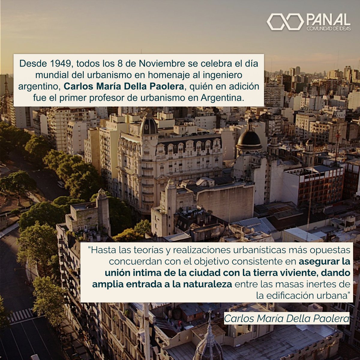 IdeasPanal's tweet photo. Della Paolera entendía al #urbanismo como una herramienta fundamental para la planificación de las ciudades, con el objetivo de generar comunidades sostenibles ♻️ e inclusivas 👨‍👨‍👧‍👦👩‍👩‍👧‍👦.

¡Celebremos nuestras ciudades y pensemos juntos como queremos que sea la ciudad en que vivimos! https://t.co/6iAxFDw2Eq