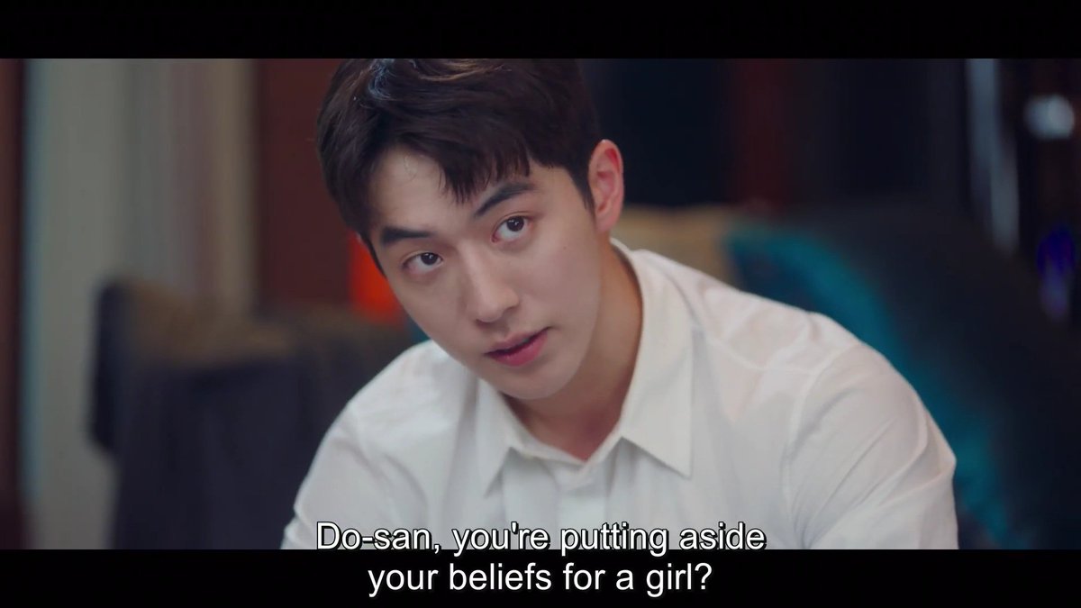 Dosan putting his beliefs for Dalmi. He tried to fit into her expectation :)