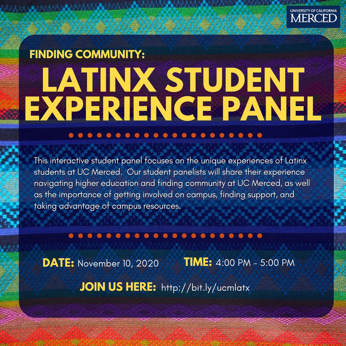 We hope you can join us tomorrow for our Latinx Student Experience Panel! ✨
