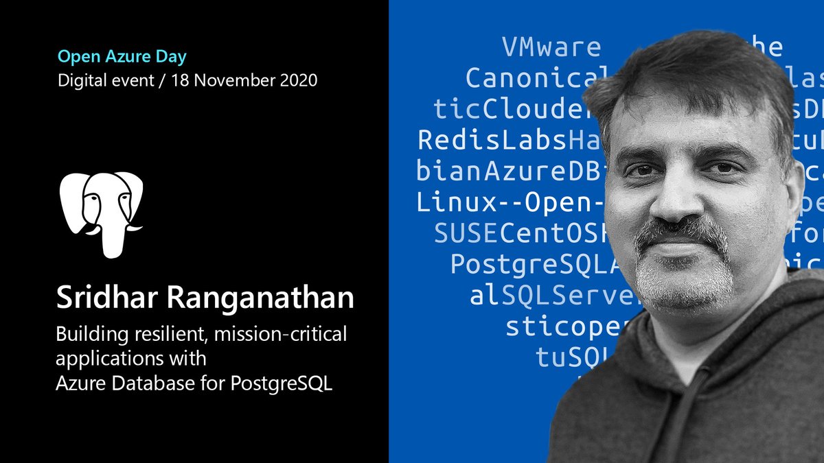 AzureDBPostgres's tweet image. PSA - one of our #PostgreSQL ppl @sridrang is giving a virtual talk at #OpenAzureDay on Wed 18 Nov about building resilient, mission-critical apps with #AzureDBPostgres (ft. Flexible Server &amp;amp; Citus too)

Sign up for Open Azure Day &amp;amp; join us! msft.it/6016TACLj