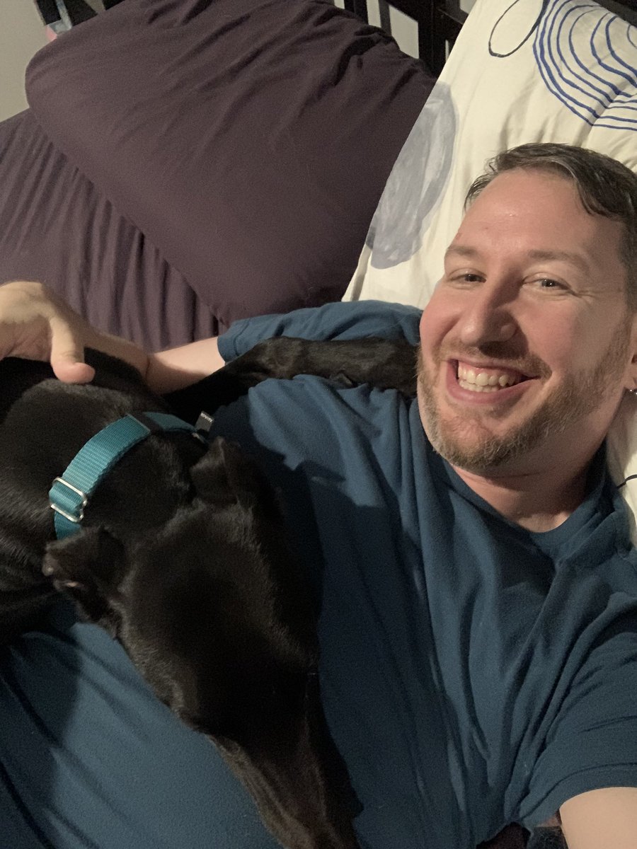 HeavyCardboard's tweet photo. I’ve been off the grid a bit and will be til tomorrow. Bonding with my boy. I’d say it’s going well. ❤️🐶🐴#Lincoln @BoardgameHound https://t.co/zZ2IyPN9UU
