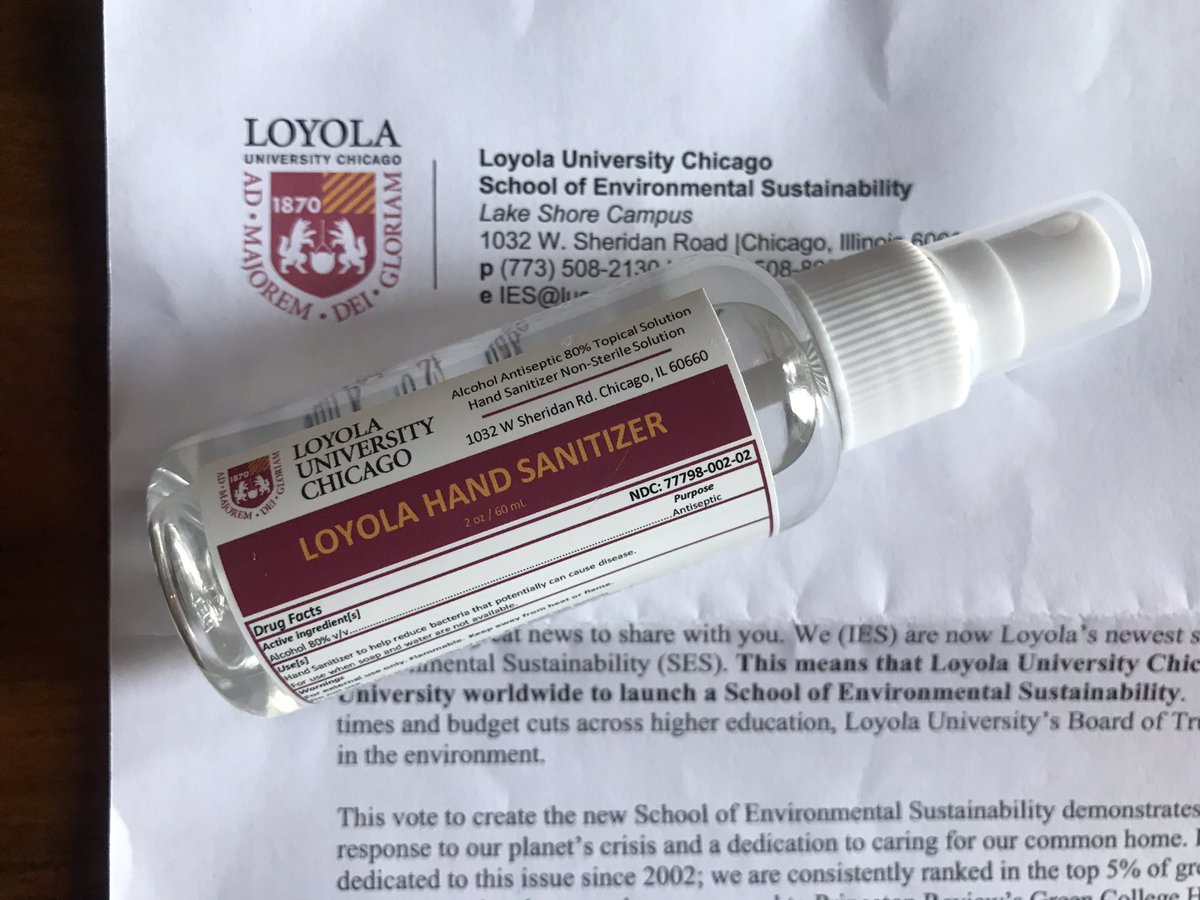 Biodiesel ➡️ Hand sanitizer

Institute of Environmental Sustainability ➡️ SCHOOL of Environmental Sustainability 

Congratulations @GreenLoyola and thank you for the gift 😷🌍🌱 #AMDG