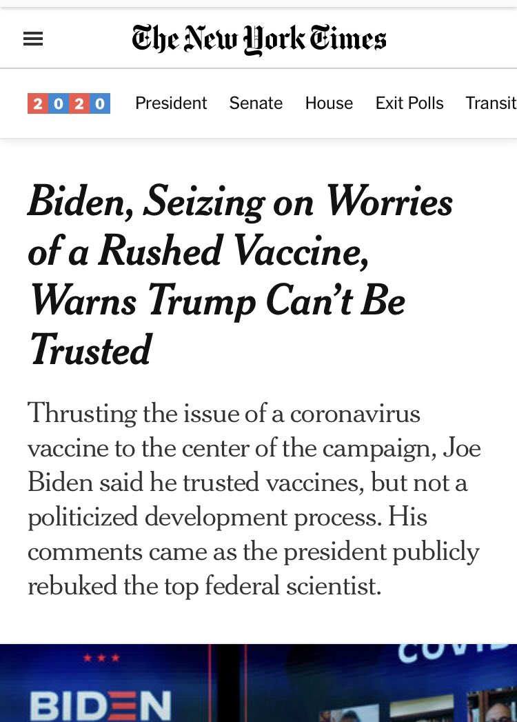 You may be familiar with one  @JoeBiden, who shared a similar perspective as his running mate. Just look at that  @nytimes headline (which is sure to go down the memoryhole eventually) and tell me that perspective is fine and dandy.