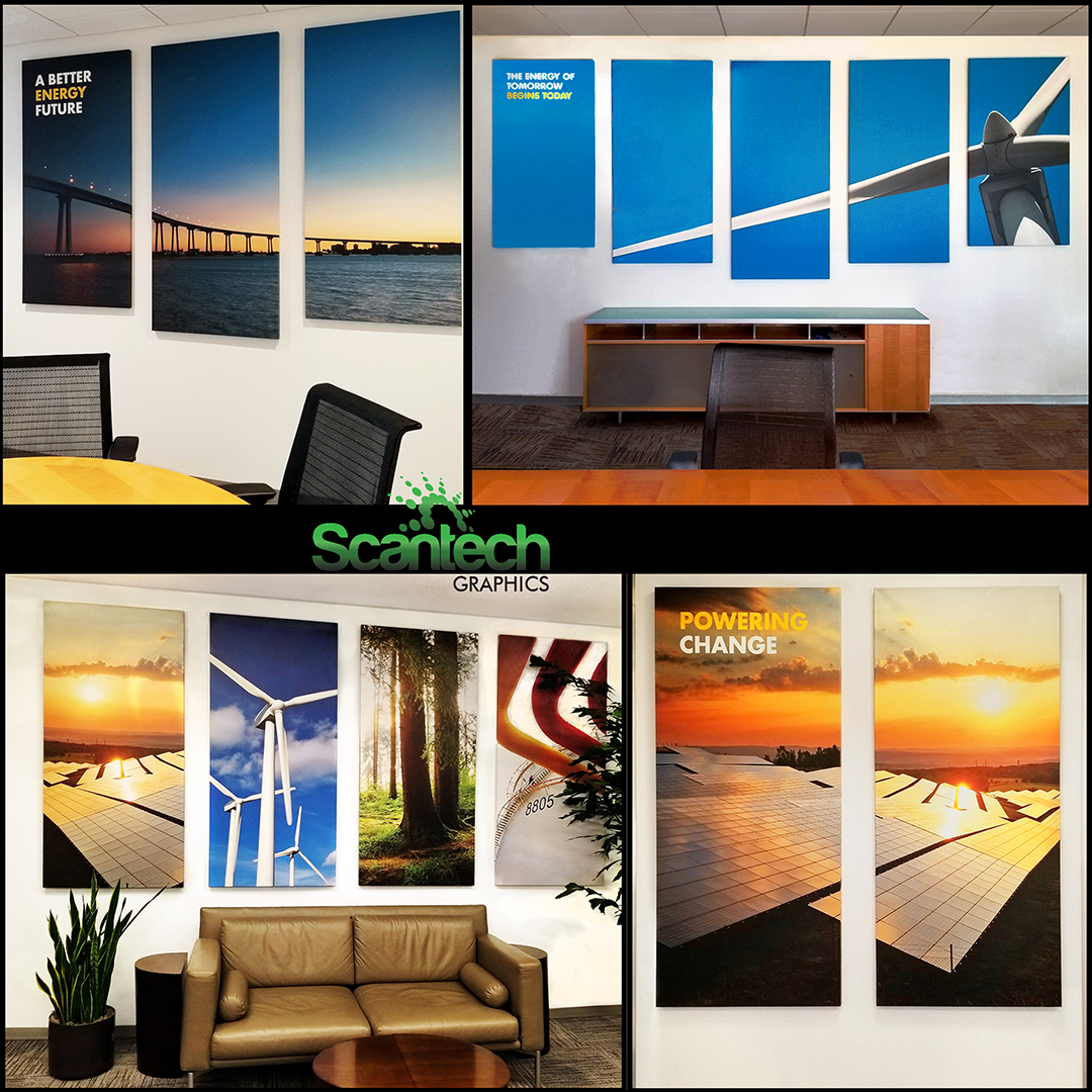 Gallery Wrapped Printed Canvas is a beautiful and economical solution to design needs - And while a triptych works great, a five-panel design makes a dramatic statement when you have a subject that works as well as this wind turbine. #printedcanvas bit.ly/3ez2LUK