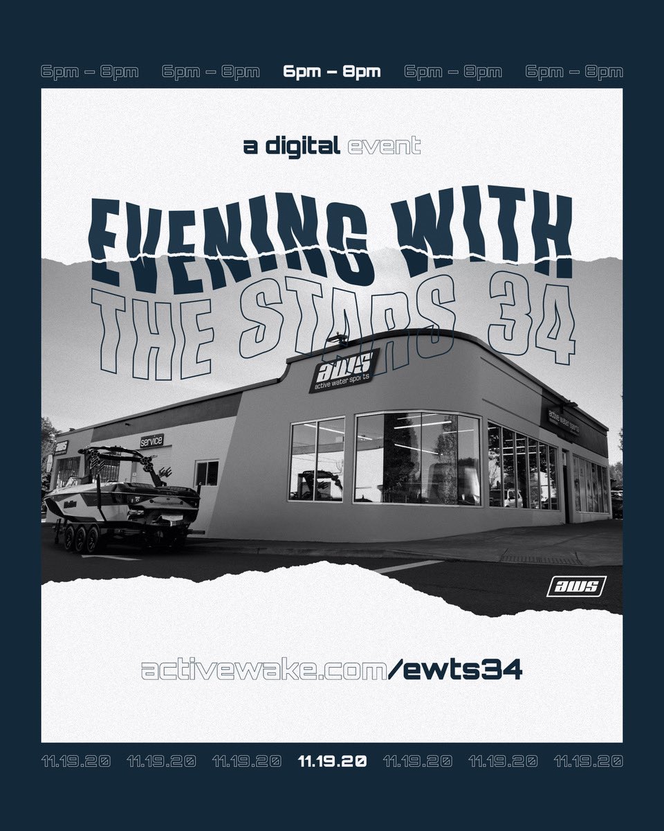 This year's Evening with the Stars is looking a little different than normal, but we are so STOKED to invite you all to the event from the comfort of your own home! 

Join us at: activewake.com/ewts34 on Thursday November 19th, 2020 from 6-8 pm (PST) 

See you there! 🤘🏼