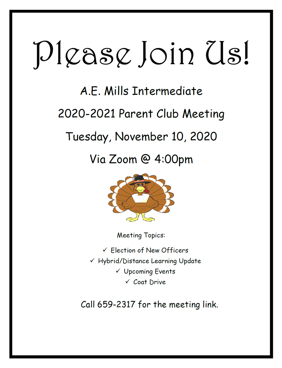 millsinter's tweet image. Mills Parents, we are having our monthly Parent Club meeting via Zoom tomorrow at 4 pm.  See the flyer below for more information.  Hope you all can make it. #fldusd #millsinter #supfreitas