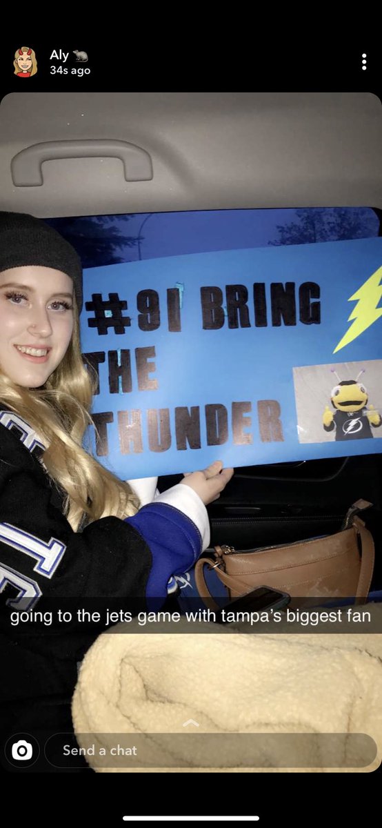 KateIsfeld's tweet photo. Iโd like to think I was a good luck charm this year ๐คช๐คฉ #sorryjets @TBLightning @RealStamkos91 @ThunderBugTBL #Champs https://t.co/kNqp5zefNN