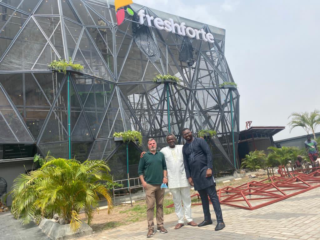 PEDAssociation's tweet photo. A tour of the Freshforte Supermarket and allied services at Lekki in Lagos.
@afgeangroup &amp; @FreshforteGo raising fresh produce standards together. 

Pictured: Sinan Sasyal - CEO of Freshforte, Akin Sawyerr (AFGEAN) and  Charles Ojei - Director, Freshforte. https://t.co/nh16NiamgV