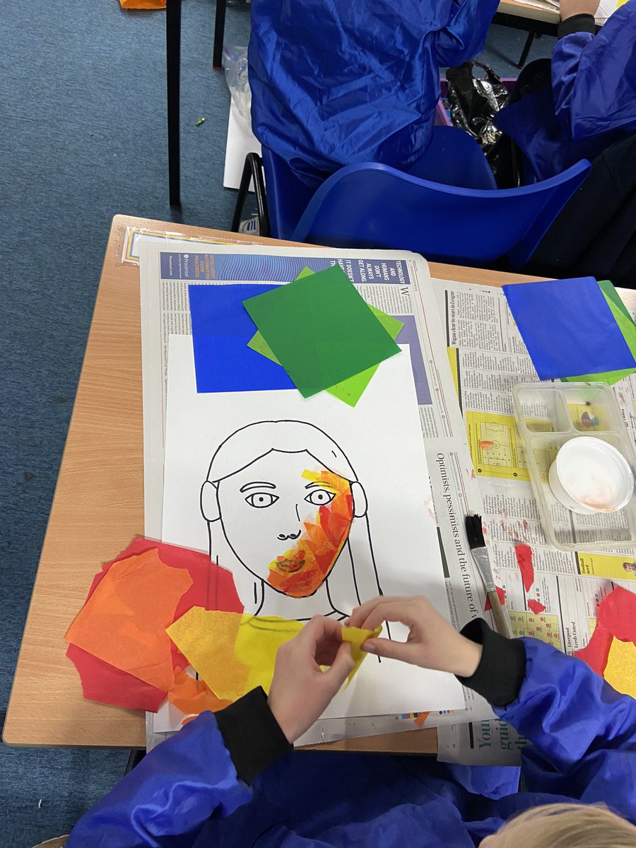 LancingPrepWthg's tweet photo. Year 4 got very creative and sticky! this afternoon as they worked on their Fauvist portraits. #artinclass #portaits #Fauvism https://t.co/VnUNj5QLMy