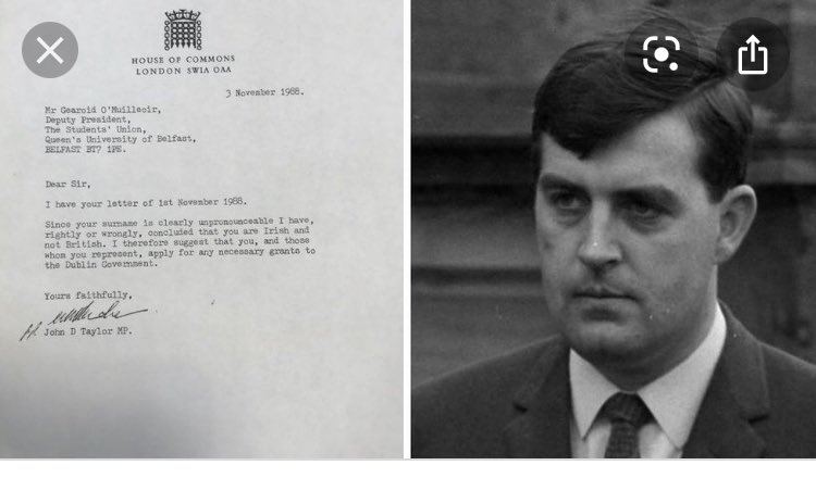 Here in 1988 Taylor appears to be making a rather self-damaging point for a Unionist - in quite a racist way