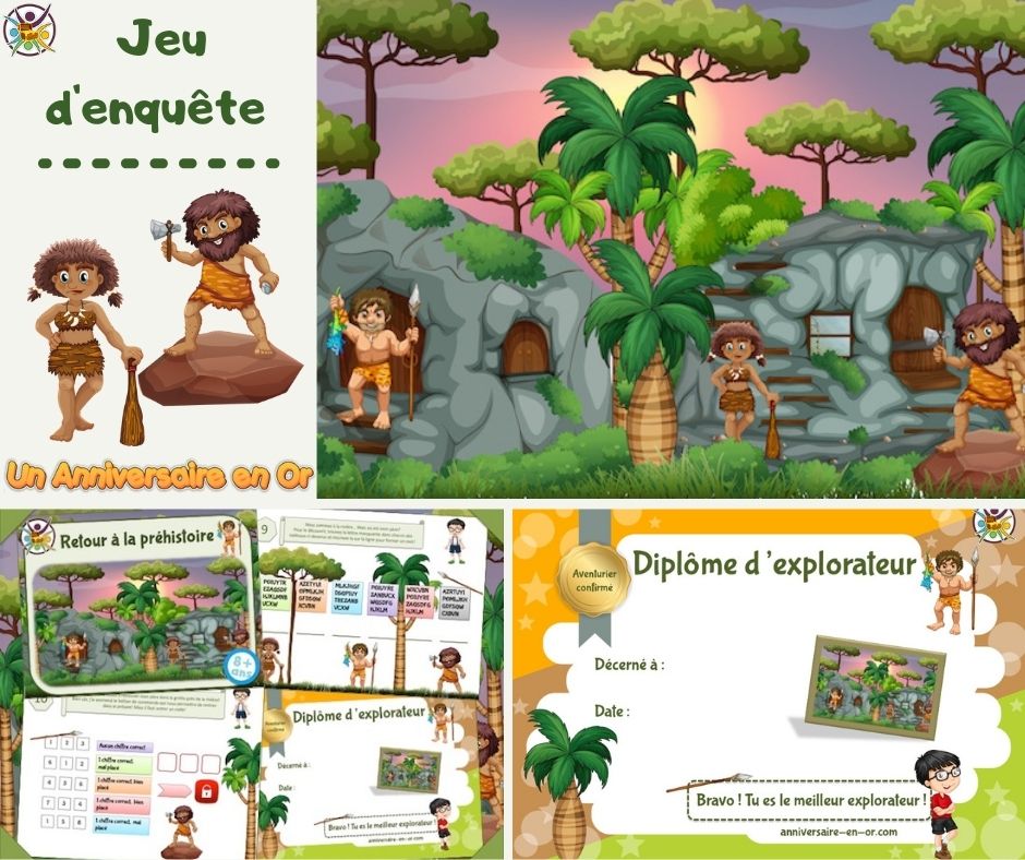 Anniversaire En Or Voyagez Au Temps Des Hommes Prehistoriques Avec Notre Machine A Remonter Le Temps Kit Ludique Et Educatif A Partir De 8 Ans T Co 9lmjltnq3d Jeu Anniversaire Enfant Chasseautresor