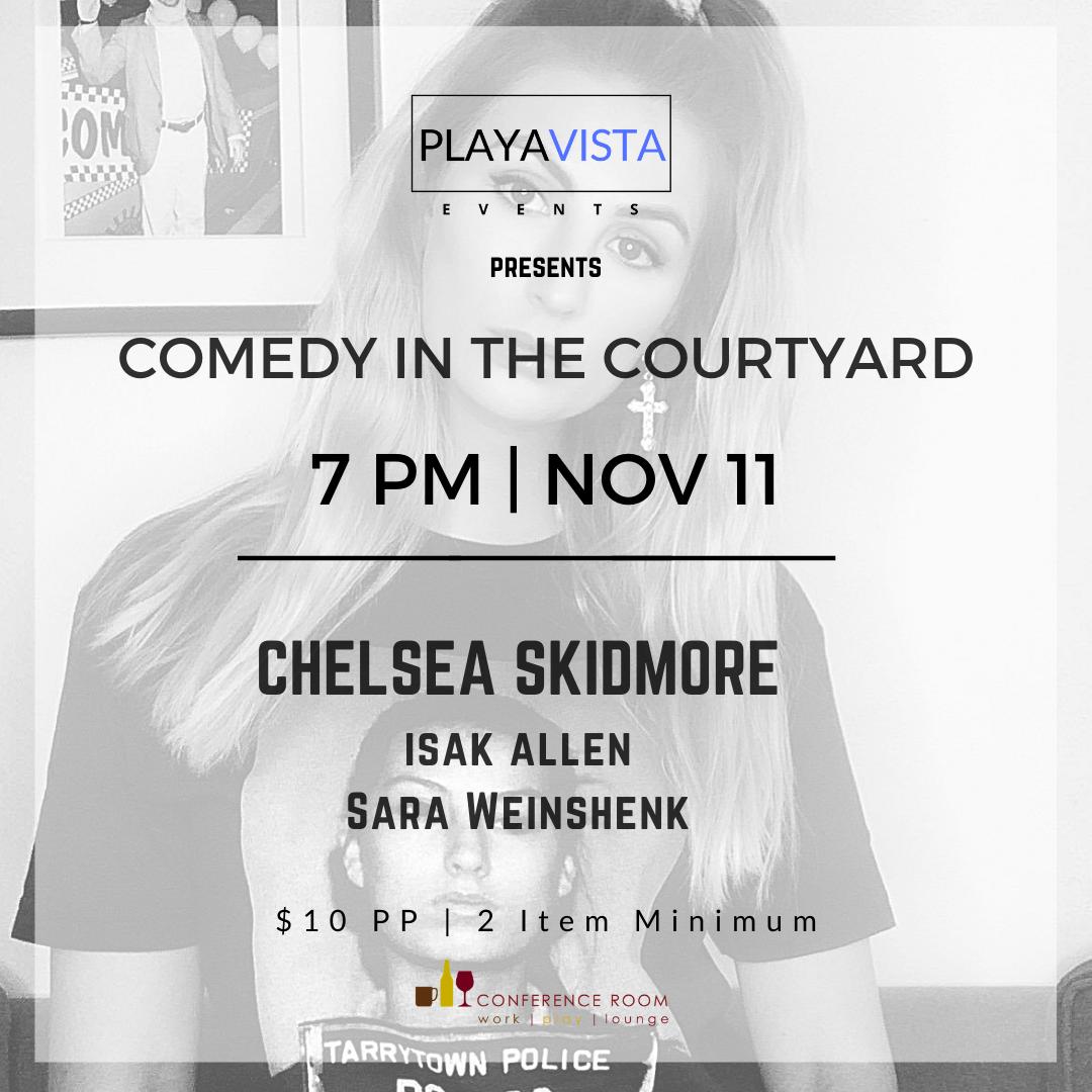 Who wants to join me for LIVE Comedy in #PlayaVista?!
•
•
THIS Wednesday starting at 7, Chelsea Skidmore hosts the first Comedy in the Courtyard with guests Sara Weinshenk and Isak Allen, presented by <a href="/PlayaVista/">Playa Vista</a>.Events at Conference Room Restaurant (OUTSIDE).

•
...