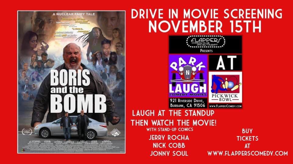 FishEyedLensy's tweet photo. #SundayFunday see @rochacomedy @nmcobbler and @JonnySoul90210 perform #live #comedy in #Burbank at the Park and Laugh @PickwickBowl tix through @FlappersComedy followed by a #screening of the #culthit @BorisandtheBomb #actioncomedy #drivein https://t.co/vWfKSRFzXH https://t.co/H0zzkuM1kI