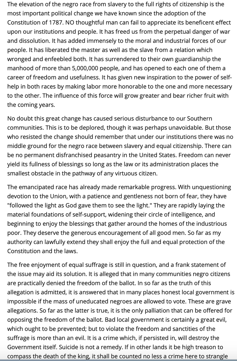 6. Most important: central to the compromise is the idea that Republicans gave up on Black rights in the interest of power, but we know that Northern Republicans continued to advocate for Black rights well beyond the 1870s (see James Garfield's inaugural address, for example).