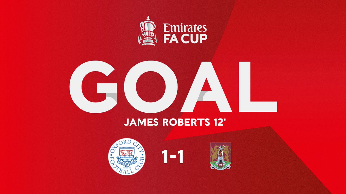 EmiratesFACup's tweet photo. @OxCityFC @ntfc @shrewsweb GOAL @OxCityFC 👏

James Roberts get his head on a nice cross from Louis Hall to draw the Hoops level! https://t.co/cLyjfywTor