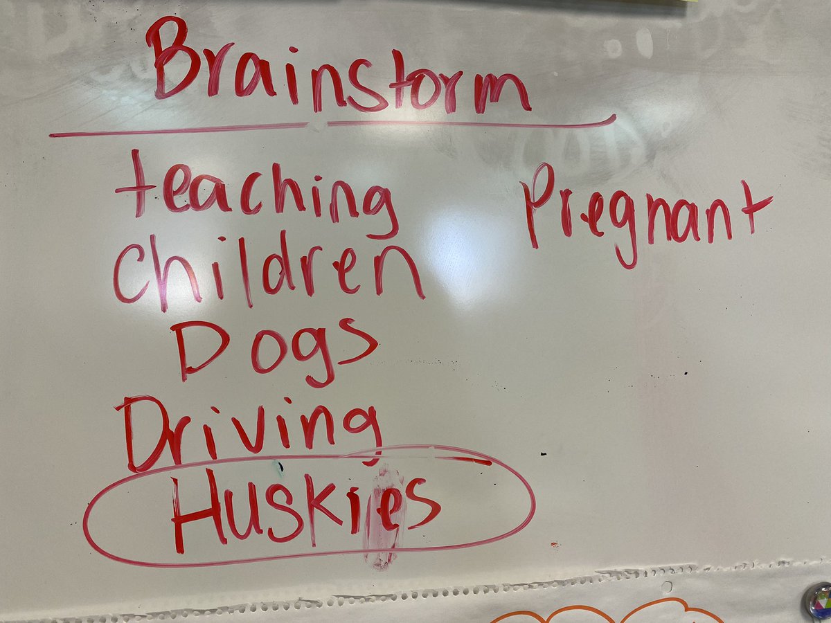 MrsWalterscheid's tweet photo. When you ask your students to help you create a nonfiction brainstorming list and they say “you’re an expert on being pregnant”! 😂😂😂 https://t.co/pWv8nt3ZT0