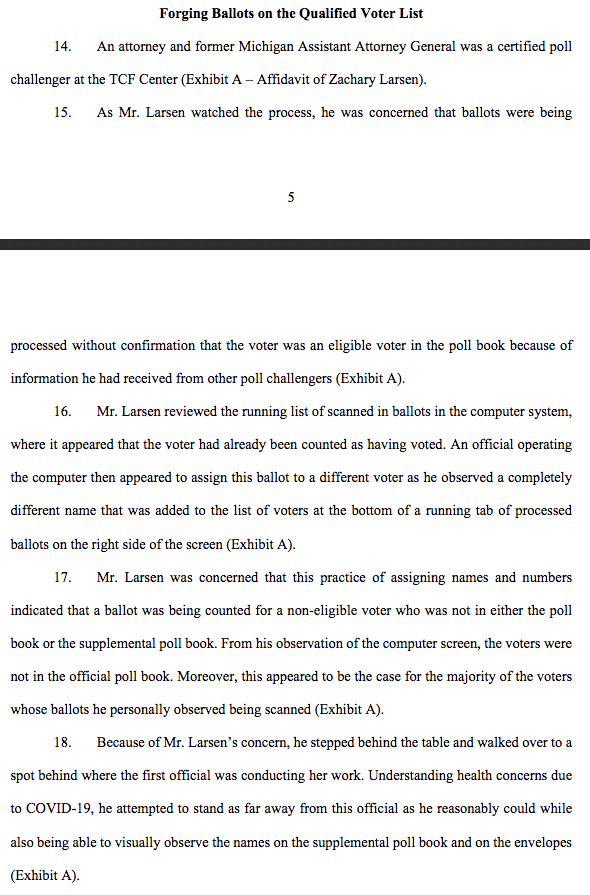 bhweingarten's tweet image. Read this sworn affidavit from GOP poll challenger, and former Assistant AG for Michigan, Zachary Larsen, on the alleged fraud he observed in Detroit. This is Third World stuff, and every American should be outraged if these allegations are true greatlakesjc.org/wp-content/upl…