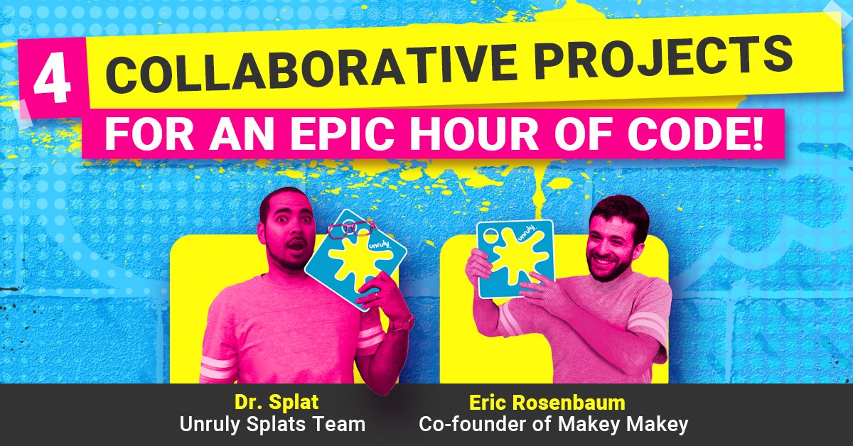 Unruly Studios (@unruly_studios) on Twitter photo The ultimate webinar is on the horizon! 🤩
Join the fun with <a href="/ericrosenbizzle/">Eric Rosenbaum</a> and <a href="/admillner/">Amon "Dr Splat" Millner</a> on Thursday at 5 pm for a spectacular hour of coding and collaboration for distanced learning! #hourofcode #distancedlearning <a href="/makeymakey/">Makey Makey</a>
Register: bit.ly/3n8RT3i The ultimate webinar is on the horizon! 🤩
Join the fun with <a href="/ericrosenbizzle/">Eric Rosenbaum</a> and <a href="/admillner/">Amon "Dr Splat" Millner</a> on Thursday at 5 pm for a spectacular hour of coding and collaboration for distanced learning! #hourofcode #distancedlearning <a href="/makeymakey/">Makey Makey</a>
Register: bit.ly/3n8RT3i