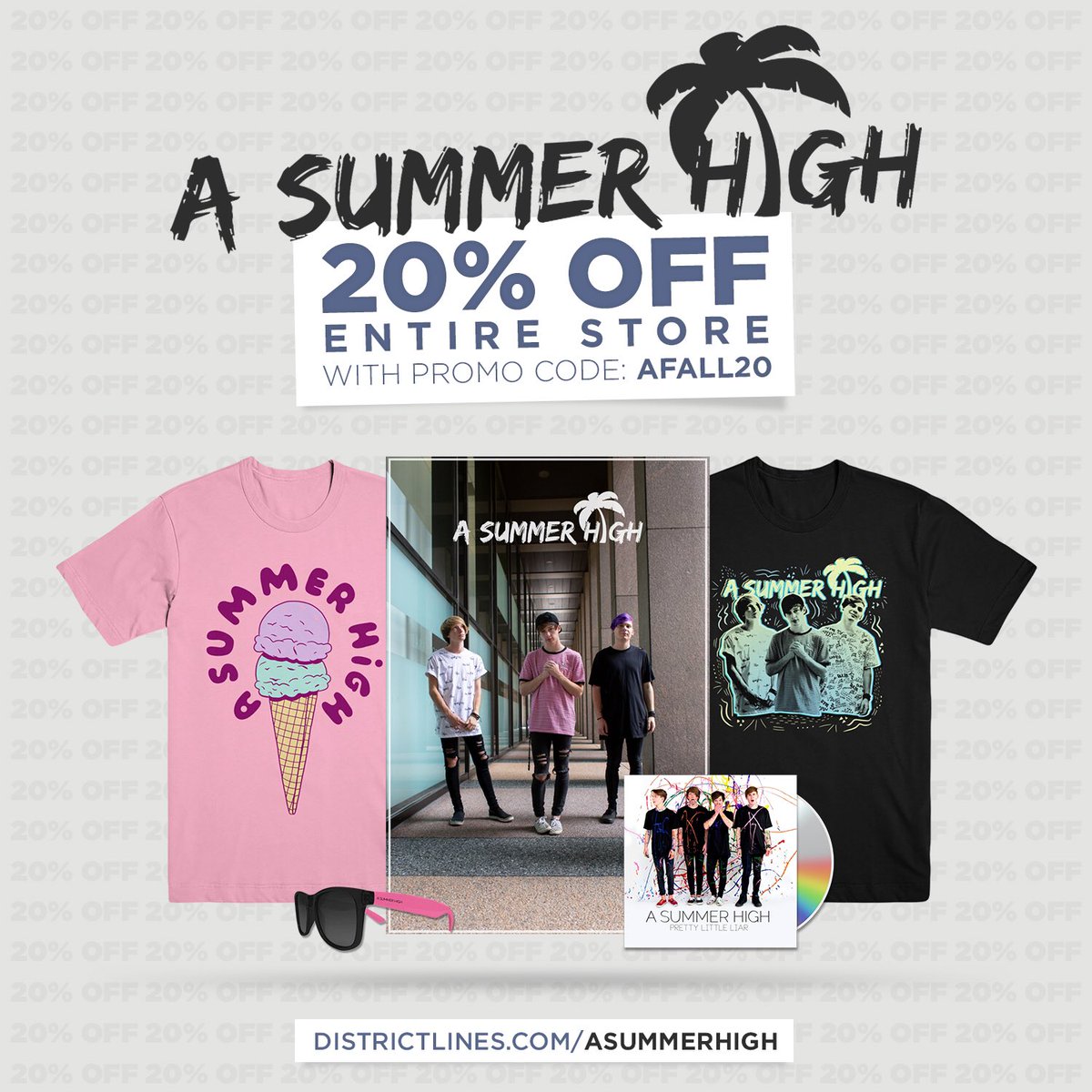 ASummerHigh's tweet image. HUGE MERCH SALE ON OUR STORE RIGHT NOW! Use code “AFall20” for 20% off the entire store. 

districtlines.com/asummerhigh