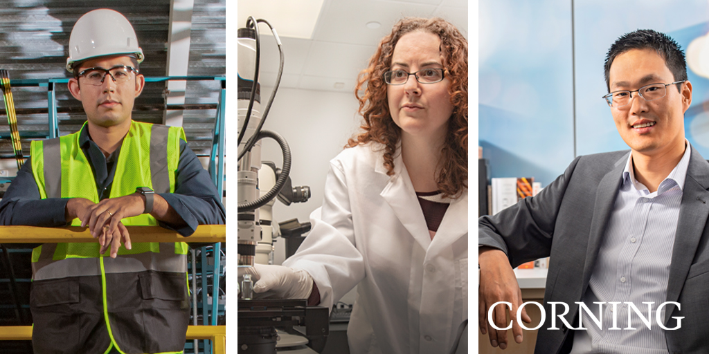 Corning's tweet photo. Here at Corning, we embrace diversity and inclusion, and we know that our success is built on the diversity of ideas, experiences, and perspectives. Learn more: https://t.co/LuiaS4niYX https://t.co/V77iwrNXaQ