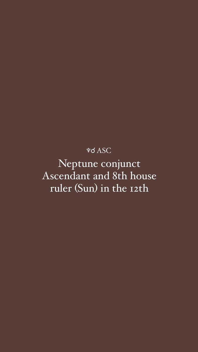 Blank space She has a dreamy, glamorous look to her, like a movie star or a princess in a fairytale. That’s what Neptune’s about; deception, illusion. 8th house ruler (Sun) in the 12th = actually a very private person with many secrets and a secluded life.