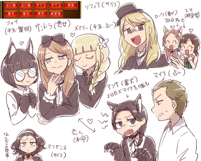 突然の人狼J2。サイコ百合のドロドロカオス部屋が楽しかったという落書きです 