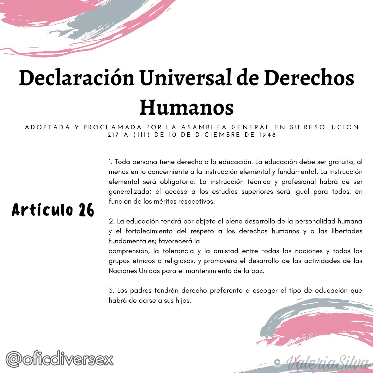 #InicioDeSemana
#LunesdeDerechosHumanos

Inicio de semana con otro artículo sobre nuestro derechos humanos donde nos habla sobre el derecho universal a la educación.

Seguimos aprendiendo.
.
.
.
#CaracasDiversa #SomosDiversidad #IgualEsEnLaDiferencia #LGBTI #Inclusión #Diversidad