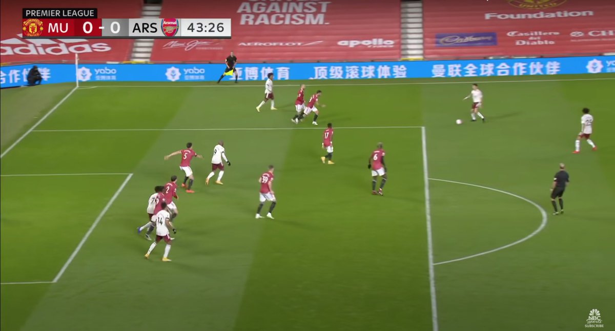 went back to the Arsenal match and my favorite thing about this from Lindelof is how clearly aware of Saka he is yet how helpless he is to actually defend the ball for him