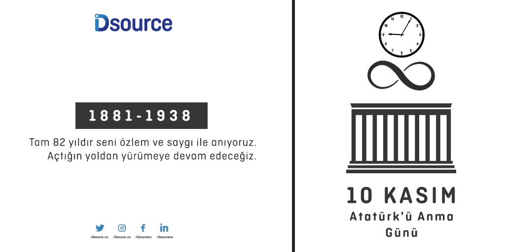dsource_co's tweet photo. Tam 82 yıldır seni özlem ve saygı ile anıyoruz. Açtığın yoldan yürümeye devam edeceğiz.

#dsource #10kasım #atatürküanmagünü #atatürk https://t.co/MdD0Rw0b55