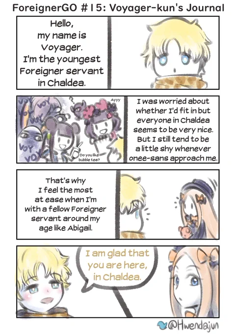 ForeignerGO #15: Voyager-kun's Journal
"To be continued?"
#FGO #ForeignerGO #フォーリナー #abigailwilliams #アビゲイル #Voyager #ボイジャー 