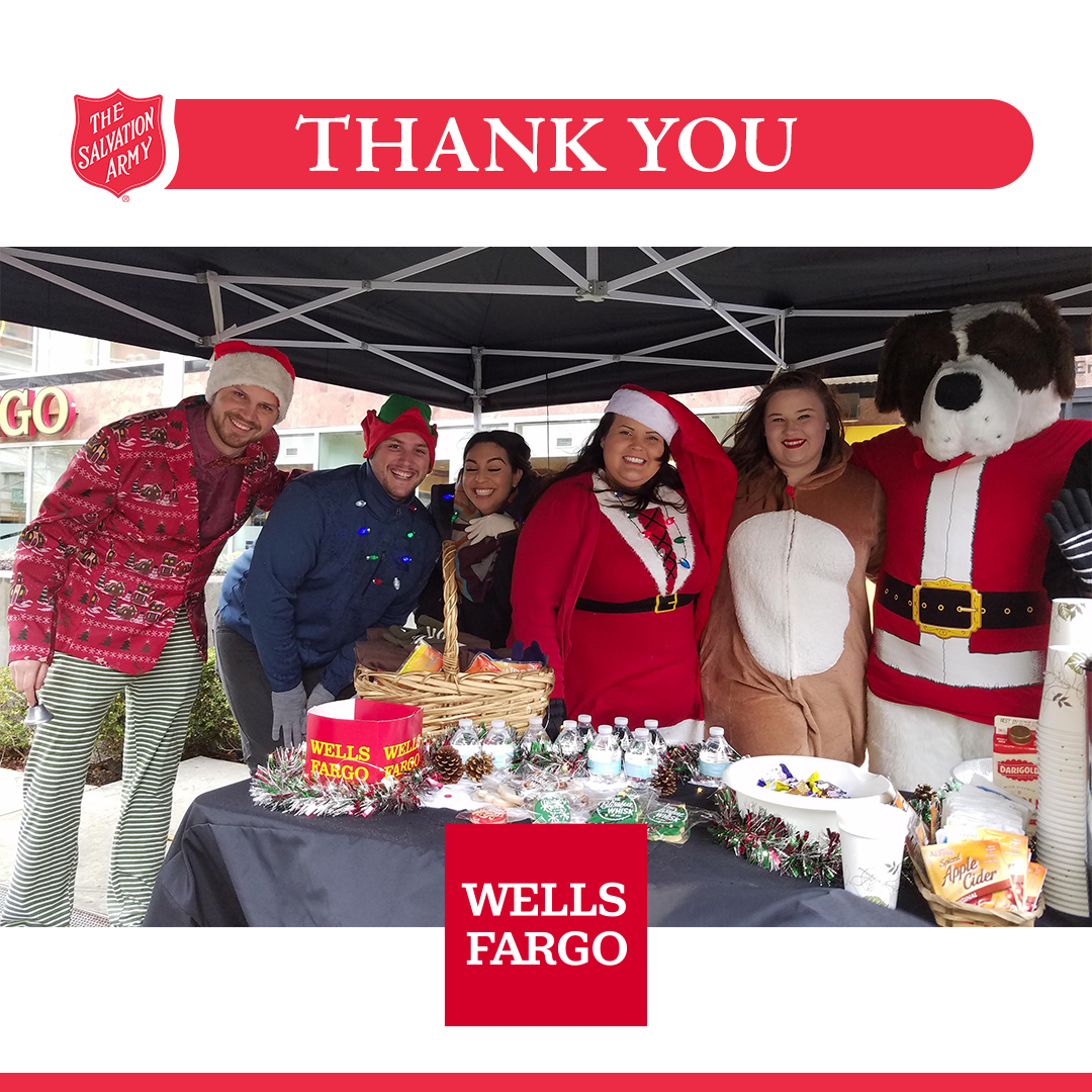 TSASpokane's tweet image. *pre-COVID photo* Thank you to @WellsFargo for being a sponsor of Celebrate the Season Virtual Event and donating $10,000 to The Salvation Army Spokane!