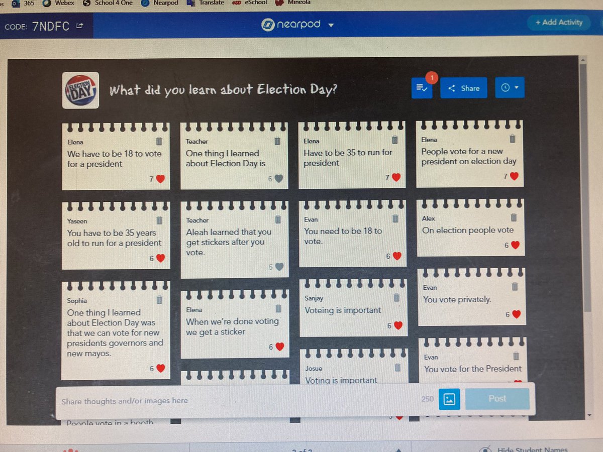 These learners had so much to say about Election Day! @MsMiller_J @MeadowDrMineola <a href="/Hampton_Street/">Hampton Street</a> <a href="/MineolaVirtual/">Mineola Virtual</a> #MineolaTogether