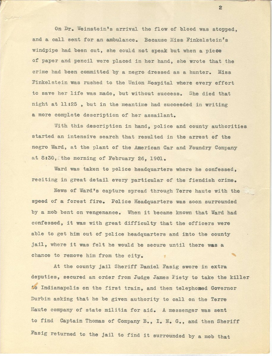 George Ward was never tried in the court of law nor did Ida Finklestein get due process. I found the full description of the lynching here: