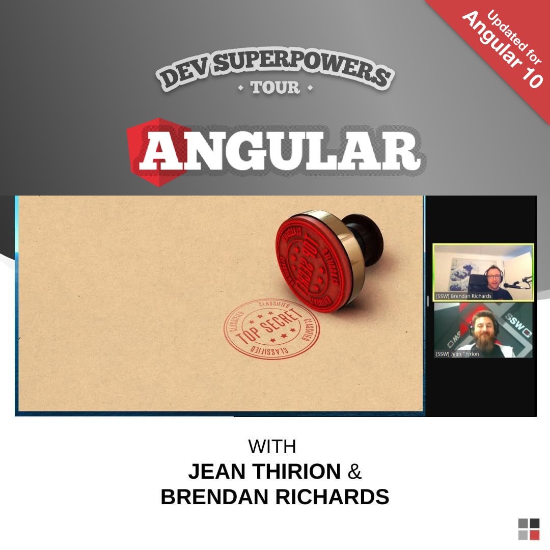 SSW_TV's tweet image. This Friday, watch our Angular Developers @Jean_SSW and @BrendanSSW as they build an #Angular application from scratch and take it all the way to an enterprise #application using all the best tools and practices.⠀ ⠀
Find out more ➡️ r.ssw.com/AngularSuperPo… @Angular