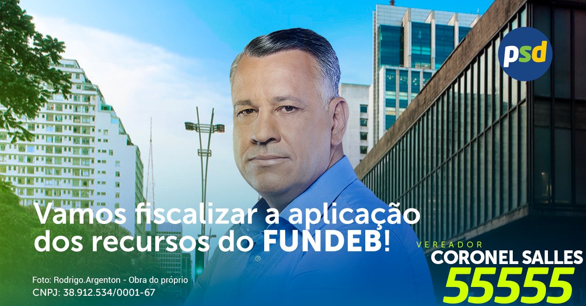 Olá amigos e amigas.

Vamos fiscalizar a aplicação dos recursos do FUNDEB, este que é muito importante para a educação básica pública. A fiscalização da distribuição deste recurso é necessária para melhorarmos a educação pública de nossa cidade!

Vote Coronel Salles 55555!