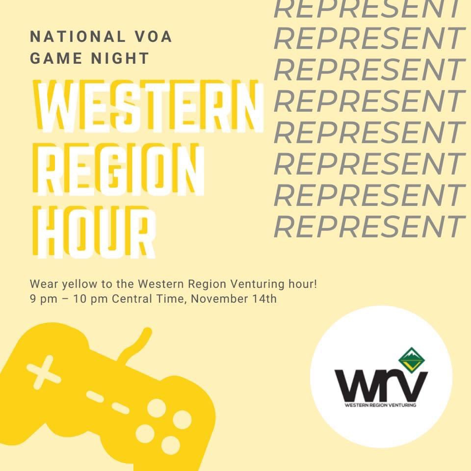 We can’t wait to see you join us for Game Night! Make sure to show your Western Region Pride by wearing yellow! Game night of November 14th, our hour is 7PM PDT!

Register here: Bit.ly/NVOAGames