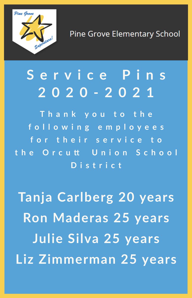 Congratulations to the Pine Grove Superstar Staff for their many years of dedicated service to OUSD.