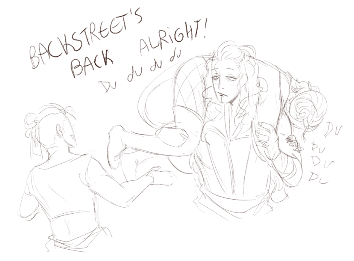sorry for no art. again, im kinda busy with things. i bring these two sketches though. girls night 