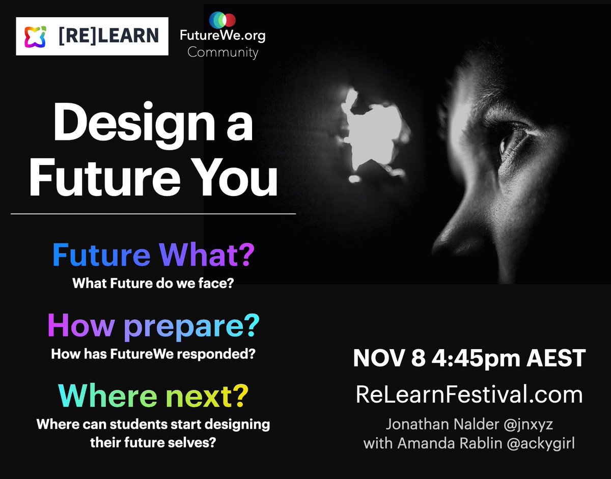 jnxyz's tweet image. Less than 10 hours!

How can STUDENTS begin designing their FUTURE SELVES? 🤔💡

&amp;gt; Join me &amp;amp; @ackygirl today Nov 10 4:45pm AEST 🇦🇺 at #RELEARN2020 Festival!

&amp;gt; REGISTER relearnfestival.com

#futureready #FutureWe #futures #futureofeducation #futureofwork #Edfutures