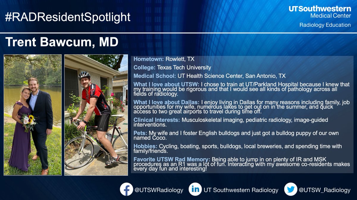 #MeetOurResidents! Here's R2 DR Resident @d0cbawc Trent Bawcum! He's a superstar in every way, and is as much fun to hang out with inside the reading room as outside! #radres @futureradres @UTSW_Radiology