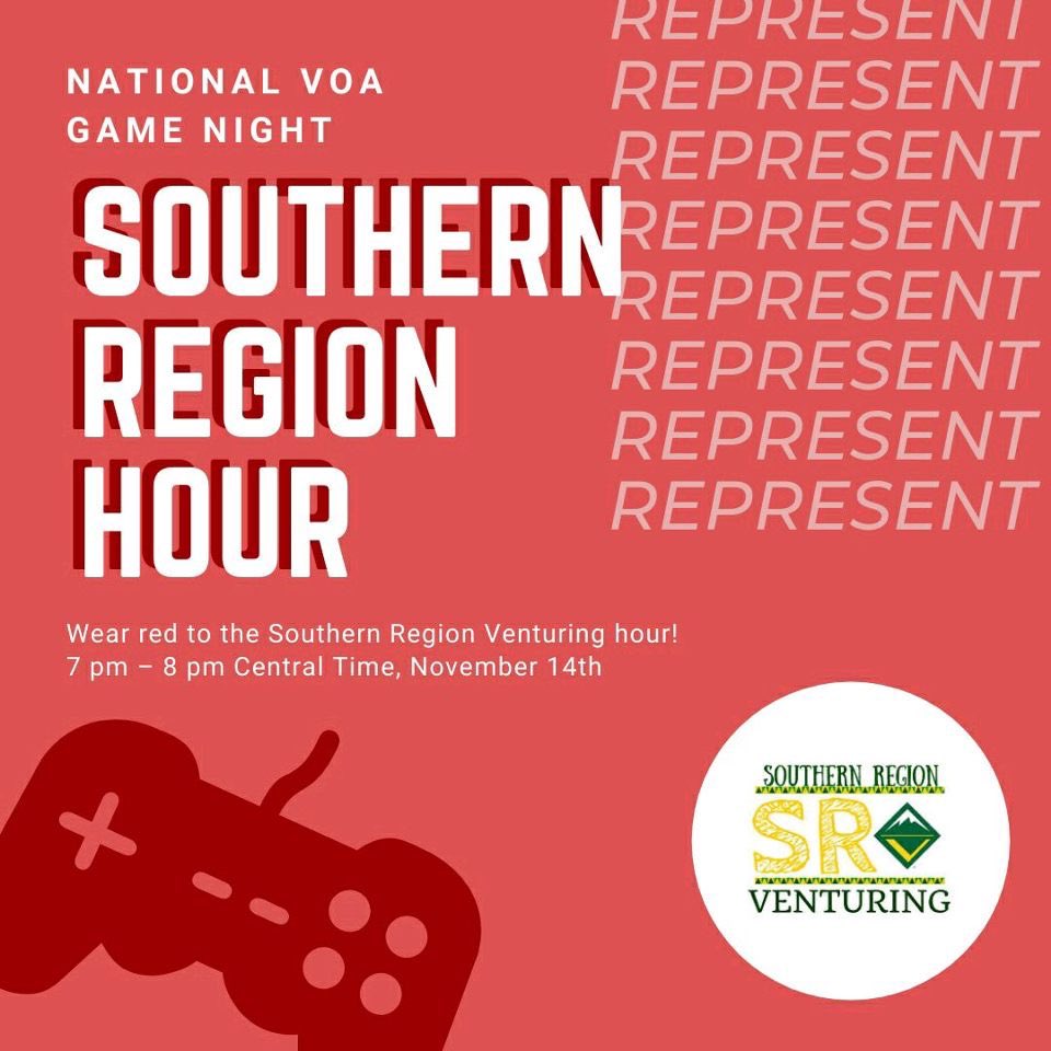 Come represent Southern Region at the NVOA game night on Nov 14! 
❤️
Wear red to show your SR pride!