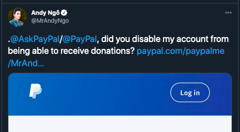 1/ Hey  @Patreon, it looks like  @AskPayPal has done the responsible thing and booted Andy Ngo after years of his harassment campaigns.Are you willing to follow suit and deplatform him from your service?