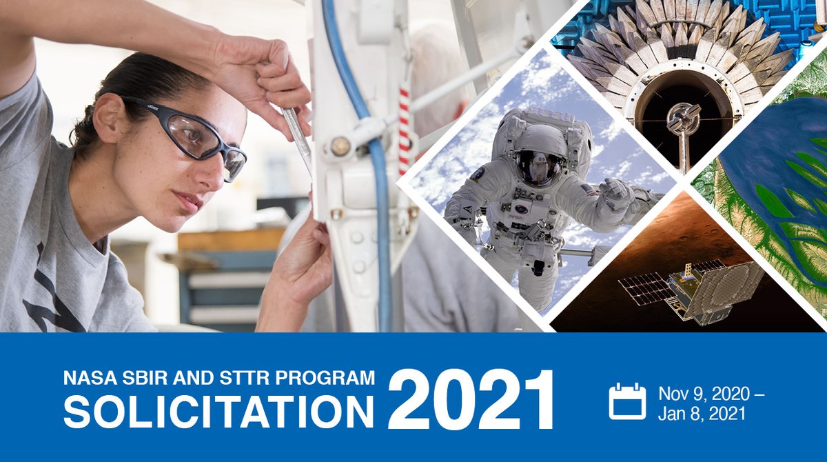 NASA_Technology's tweet photo. ATTENTION small businesses: start your journey w/ NASA through our Small Business Innovation Research &amp; Small Business Tech Transfer program, now accepting Phase I proposals through Jan. 8 for innovative ideas that address our mission needs. 

Learn more: https://t.co/O0H0Pi4zSx https://t.co/2HgWRhS9Sa