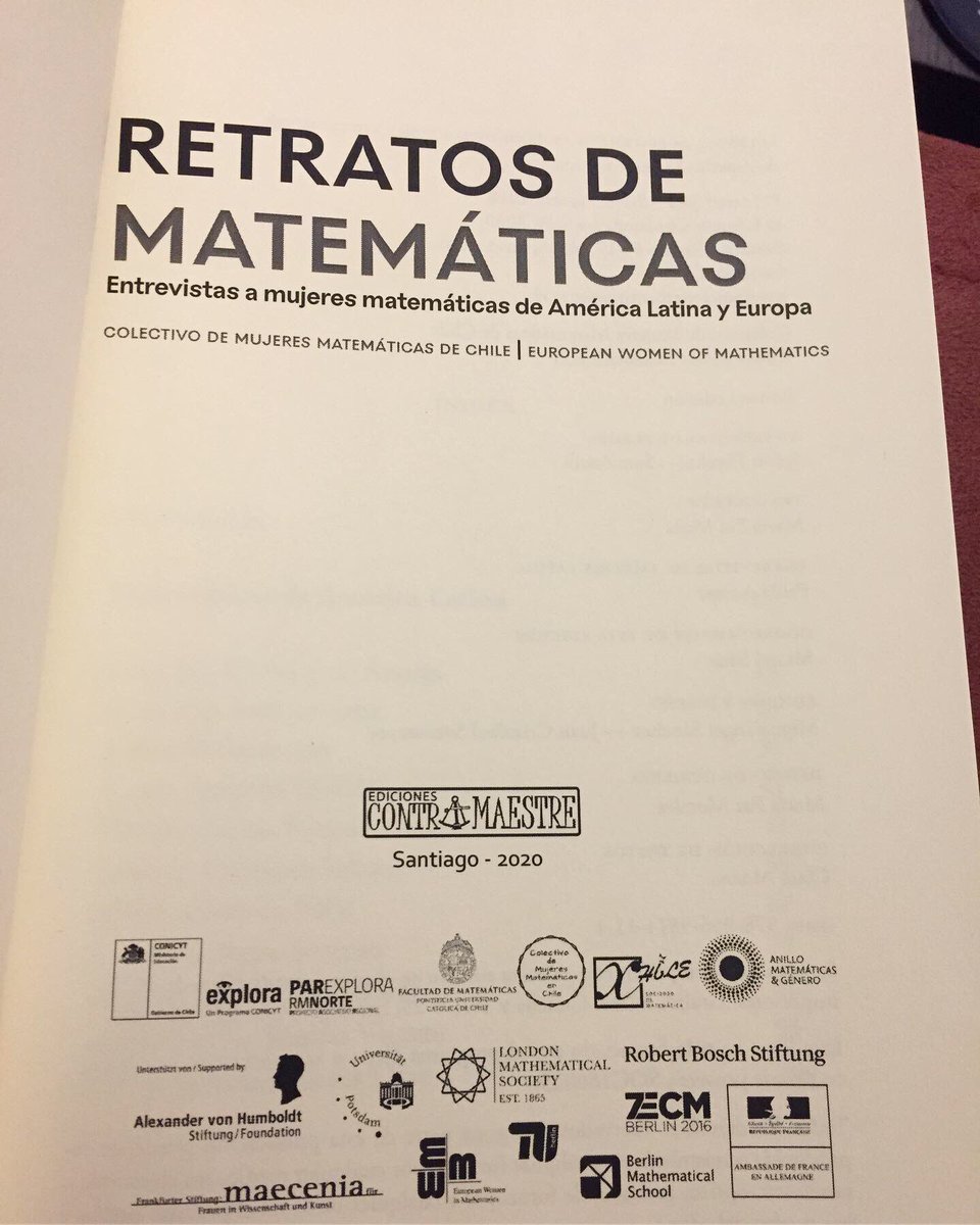 El libro “Retratos de Matemáticas” ya está impreso. Reune las entrevistas de 24 mujeres matemáticas de América Latina y Europa, con las fotografías de la exposición del mismo nombre.  <a href="/Mat_Genero/">Anillo Matemáticas y Género</a> @cotiveragajardo