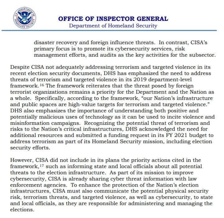 CISA did not include in its plans the priority actions cited in the framework, such as informing state and local officials about all potential threats to the election infrastructure