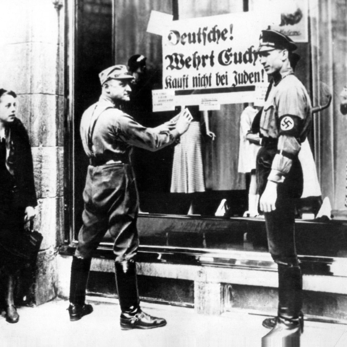 3. 09.11.1938 - Kristallnacht (Night of the Broken Glass; November Pogrom). Nazi paramilitary forces and civilians broke the windows of Jewish-owned stores, buildings, and synagogues, while Nazi authorities looked and did nothing to stop it.